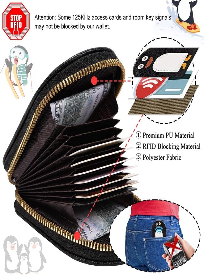 PALAY Girls Card Bag Travel Holder with 10 Compartments Wallet Organizer Zipper Pouch PU Cartoon Penguin RFID Blocking 3 PCS - Image 5