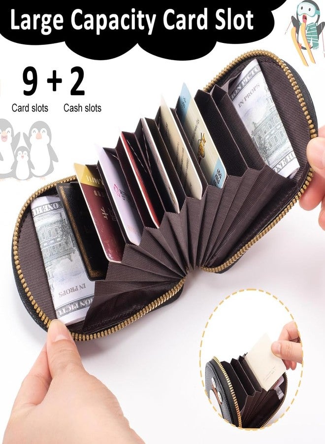 PALAY Girls Card Bag Travel Holder with 10 Compartments Wallet Organizer Zipper Pouch PU Cartoon Penguin RFID Blocking 3 PCS - Image 4