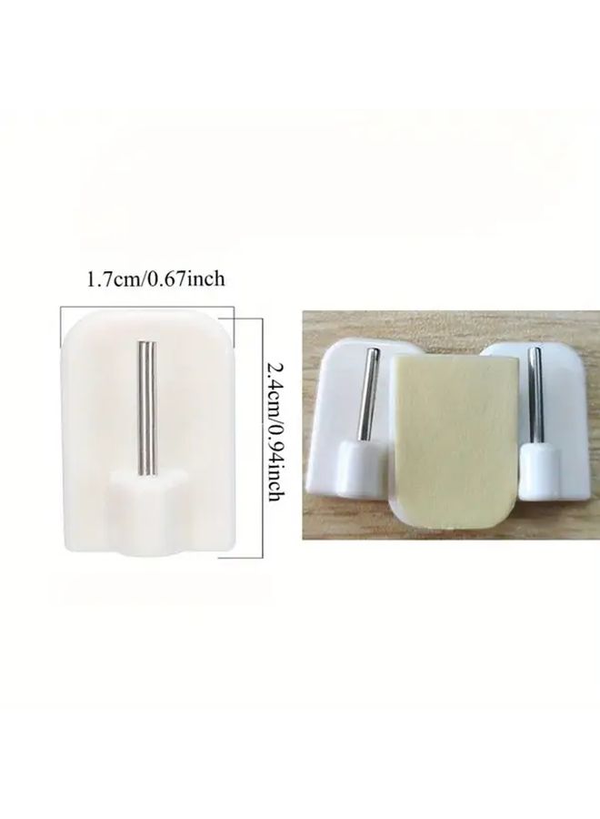 40 Pcs White Mini No Drill Adhesive Hooks For Curtains Rods Durable Plastic Window Wall Hooks Secure Hold For Sheer Curtains Drapes Lace Minimalist Design Nodrill Installation - Image 2