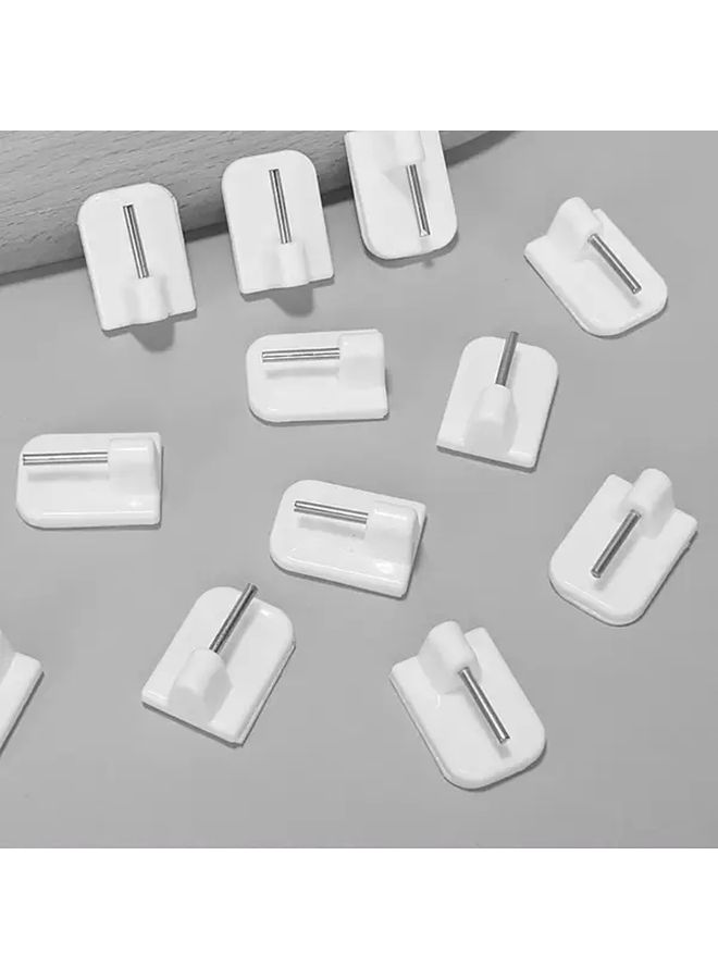 40 Pcs White Mini No Drill Adhesive Hooks For Curtains Rods Durable Plastic Window Wall Hooks Secure Hold For Sheer Curtains Drapes Lace Minimalist Design Nodrill Installation - Image 5