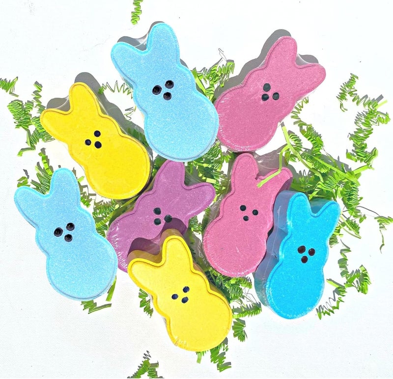 Easter Bunny Marshmallow Shaped Bath Bombs  8pk  37x2 inches  Multi Color  Pink Blue Yellow Purple  Easter Bath Bomb  Easter Bunny Easter Basket Easter Egg  Easter Basket Goodies