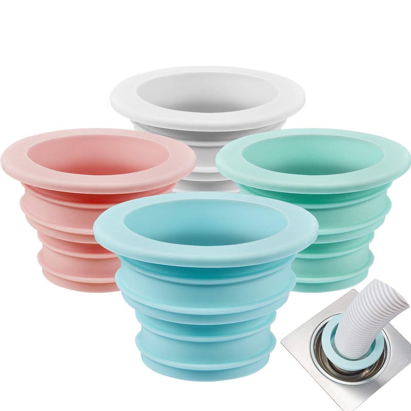 Outus 4 Pieces Drain Tube Hose Seal Deodorant Silicone Plug Sealing Plug Sewer Seal Ring Washing Machine for Bathroom Kitchen Cleaning Tools