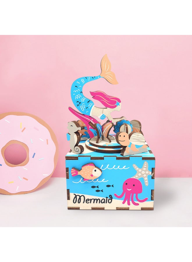 DIY Wooden Music Box Santa Claus Music Box Ornaments Children's Toys Gifts Wholesale-Color:OK028 Santa Claus Music Box  - Image 3