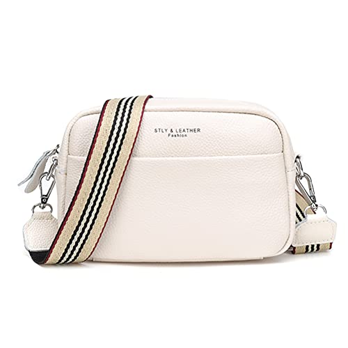 YFGBCX Crossbody Bag for Women Genuine Leather Wide Strap Shoulder Bag Purse Trendy Design Camera Crossbody Purse Top Zip over the Shoulder Purse - Image 1