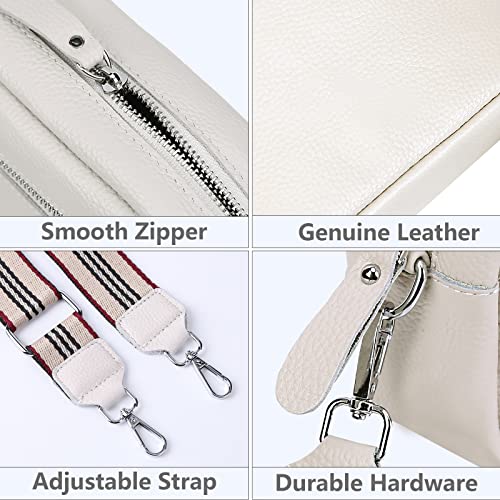 YFGBCX Crossbody Bag for Women Genuine Leather Wide Strap Shoulder Bag Purse Trendy Design Camera Crossbody Purse Top Zip over the Shoulder Purse - Image 4