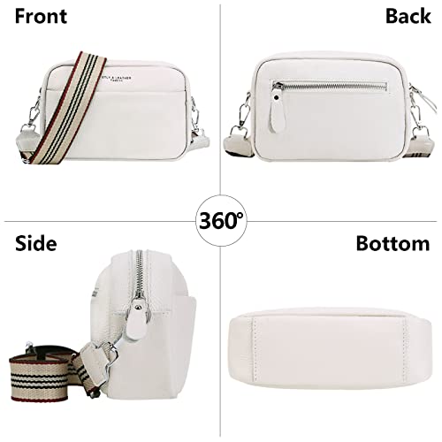 YFGBCX Crossbody Bag for Women Genuine Leather Wide Strap Shoulder Bag Purse Trendy Design Camera Crossbody Purse Top Zip over the Shoulder Purse - Image 3