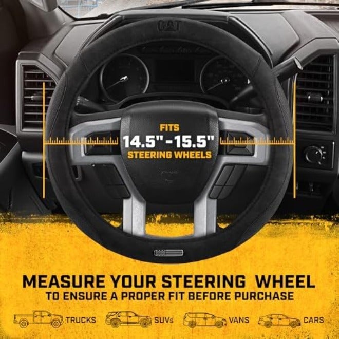Caterpillar HexSport Black Carbon Fiber Steering Wheel Cover, Standard 15 inch Size, Durable and Comfortable with Advanced Grip, Car Steering Wheel Cover for Auto Truck Van  SUV - Image 4