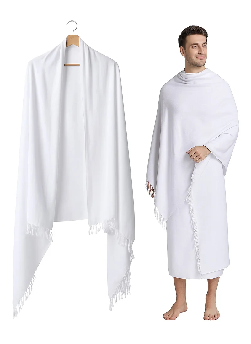 Generic Ihram 100% Cotton Egyptian Cloth for Men Hajj 203cm x 102cm 2 Pieces Per Unit white