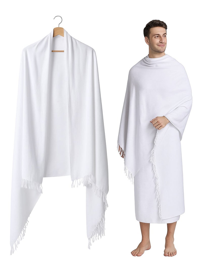 Ihram 100% Cotton Egyptian Cloth for Men Hajj 203cm x 102cm 2 Pieces Per Unit white - Image 1