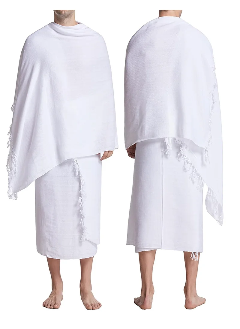 Generic Ihram 100% Cotton Egyptian Cloth for Men Hajj 203cm x 102cm 2 Pieces Per Unit white
