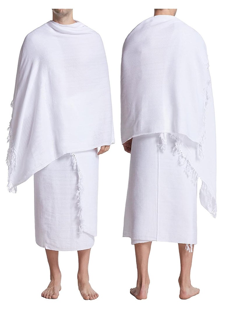 Ihram 100% Cotton Egyptian Cloth for Men Hajj 203cm x 102cm 2 Pieces Per Unit white - Image 2