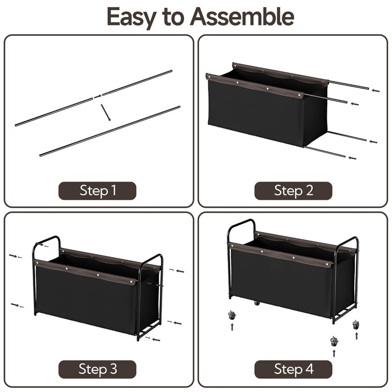 StorageWorks Toy Chest Storage with Wheels Extra Large Kids Toy Box Toy Storage Organizer Metal Toybox for Bedroom Living Room Area Kids Room 135L Black - Image 3