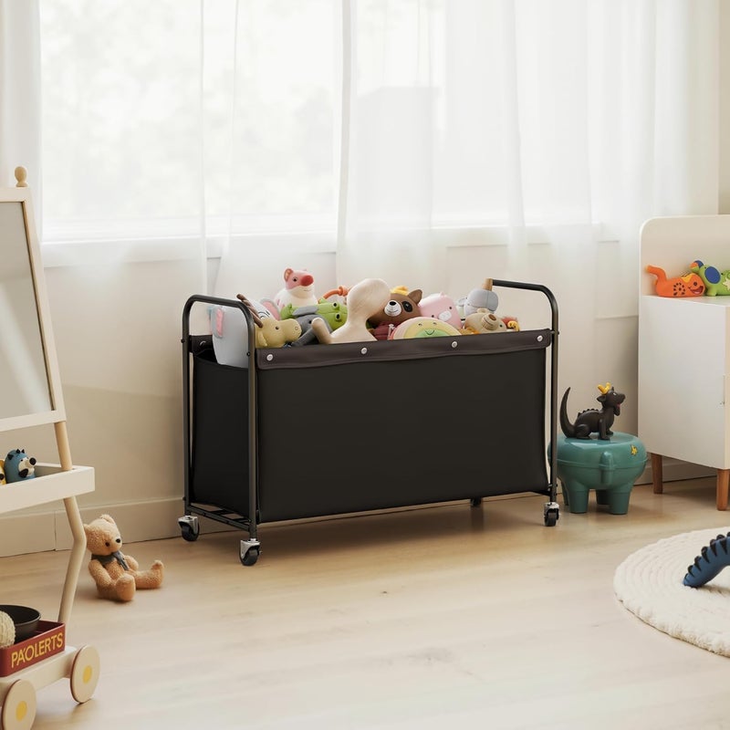 StorageWorks Toy Chest Storage with Wheels Extra Large Kids Toy Box Toy Storage Organizer Metal Toybox for Bedroom Living Room Area Kids Room 135L Black - Image 2