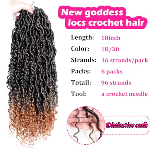 Violet Goddess Locs Crochet Hair 6 Packs for Black Women River Boho Faux Locs 18 Inch With Curly Ends Soft Bohemian Crochet Braids 1B30 - Image 3