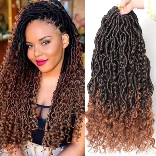 Violet Goddess Locs Crochet Hair 6 Packs for Black Women River Boho Faux Locs 18 Inch With Curly Ends Soft Bohemian Crochet Braids 1B30 - Image 1