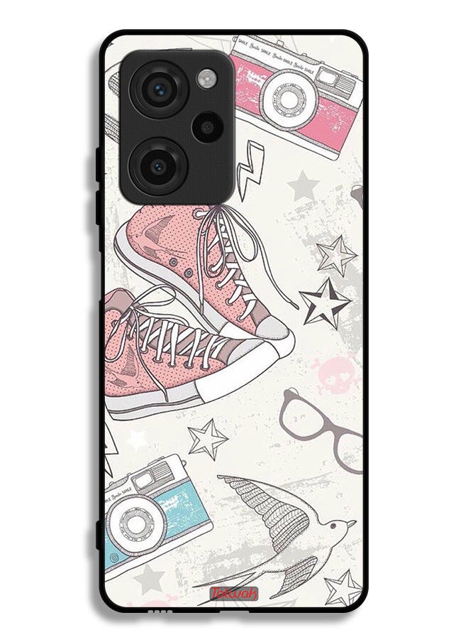 Tolwak - Xiaomi Poco X5 Pro Protective Case Cover Canva Shoes And Camera Art - Image 1
