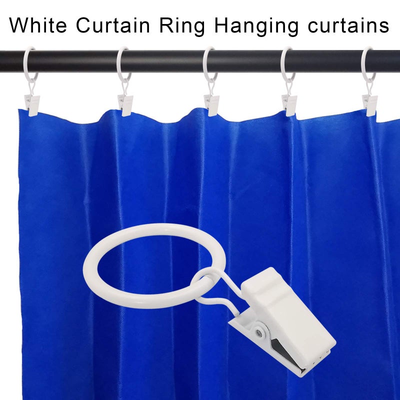 AMZSEVEN 44 Pack Metal Curtain Rings with Clips, Drapery Clips with Rings, Drapes Rings 1 inch Inner Diameter, Fits Diameter 5/8 inch Curtain Rods, White - Image 4