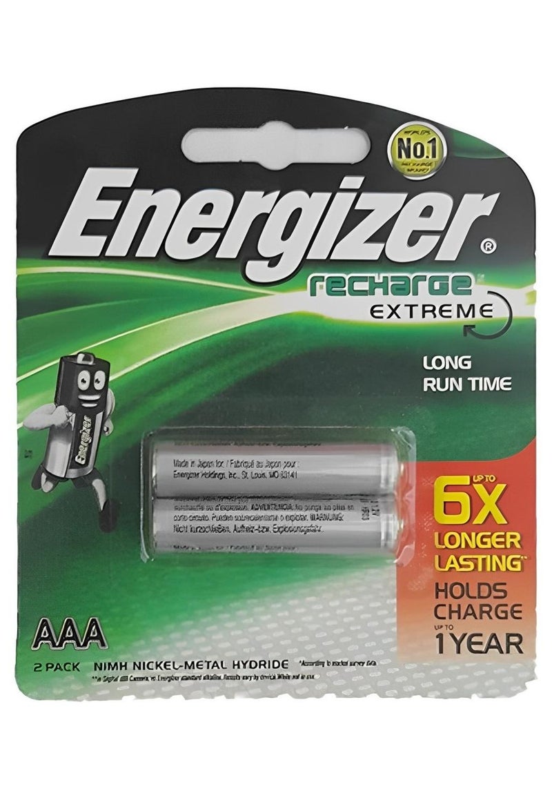 بطاريات إنرجايزر AAA القابلة لإعادة الشحن لجهاز التحكم عن بعد والكاميرا وماكينات الحلاقة والألعاب (عبوة واحدة من قطعتين) - Image 1