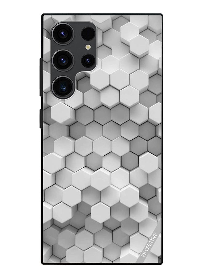 VR CREATIVE Protective Case Cover For Samsung Galaxy S24 Ultra 3D Gray White Honeycombs Brick Wall Stairway Decoration Design Multicolour - Image 1