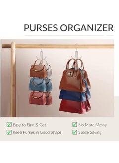 SYOSI Purses Handbags Hangers, Purse Handbag Holder, Closet Organization for Purses Handbags Backpacks Tank Tops Belts, Metal Clothes Hangers,  Space Saving Hangers Magic Hangers，2 Pack  - Image 2