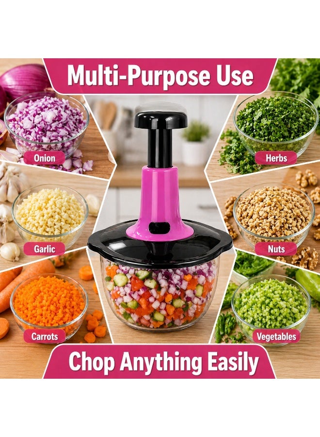 Manual Food Chopper 1.5L Vegetable Cutter Hand Press Blender Kitchen Onion Garlic Mincer - Image 5