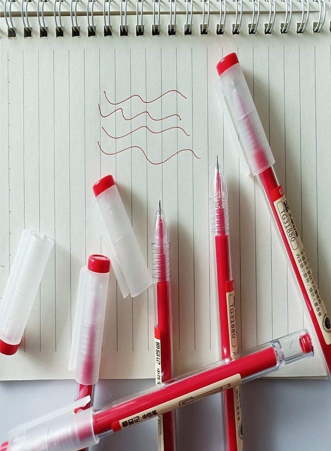 sencoo 5 pack Gel Ink Red Pen Office Stationery Liquid 0.5mm Ultra Fine Ballpoint Pen for Children School Students Pens - Image 4