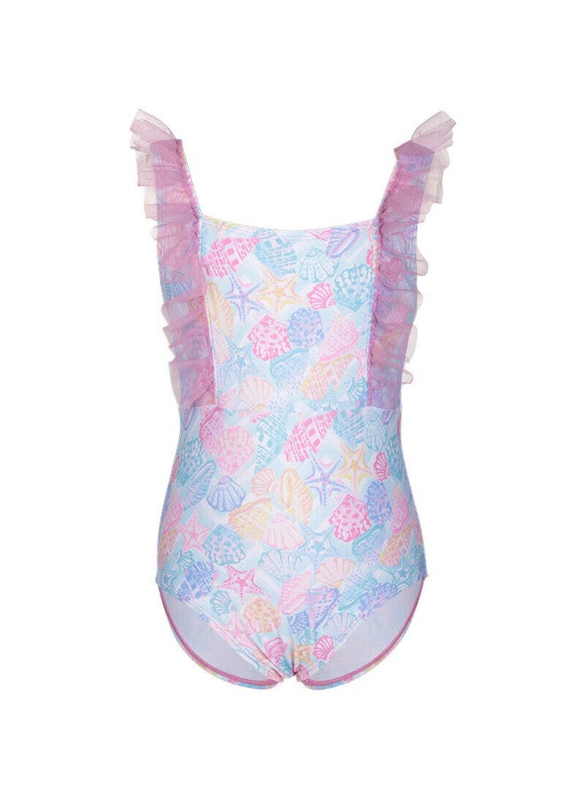 Yizi Swimsuit, Children's Swimwear, Girls' One-piece Swimsuit, Baby Swimwear, Ezi22g007, Shell Print, 110cm - Image 5