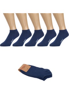 Ozzy Socks 5 Pairs Seamless Cotton Navy Blue Unisex Booties Socks Summer Durable Heel and Toe  - Image 1