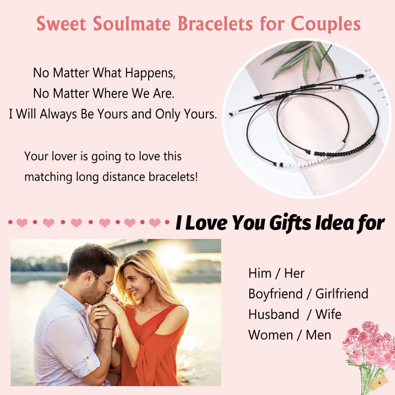 UNGENT THEM Matching Couples Bracelets Ideas Soulmate Jewelry Long Distance Relationship Anniversary Valentines Birthday Gifts for Him Her Boyfriend Girlfriend Husband Wife Women Men - Image 5