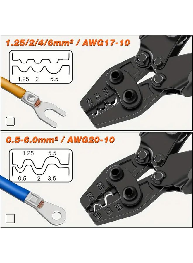 SJ 6D Manual Ratchet Crimping Tool 20 10 AWG Heavy Duty Carbon Terminal Connector Crimper - Image 4
