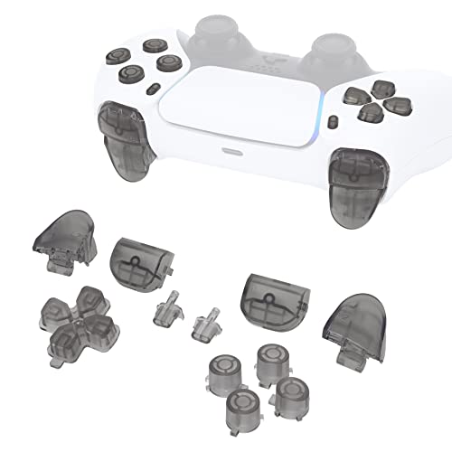eXtremeRate Replacement D-pad R1 L1 R2 L2 Triggers Share Options Face Buttons, Clear Black Full Set Buttons Compatible with ps5 Controller BDM-010 & BDM-020 - Image 5