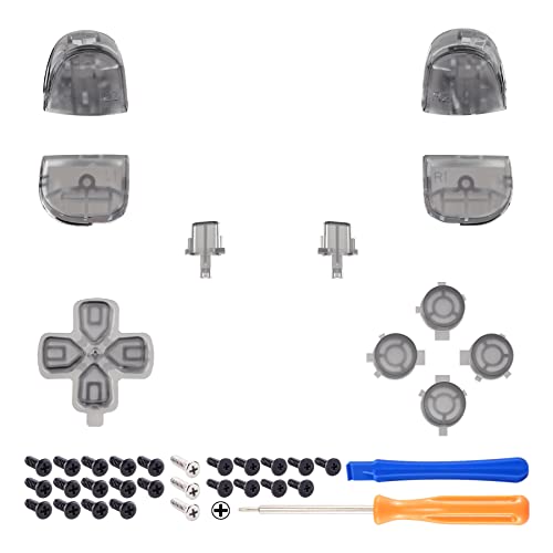 eXtremeRate Replacement D-pad R1 L1 R2 L2 Triggers Share Options Face Buttons, Clear Black Full Set Buttons Compatible with ps5 Controller BDM-010 & BDM-020 - Image 3