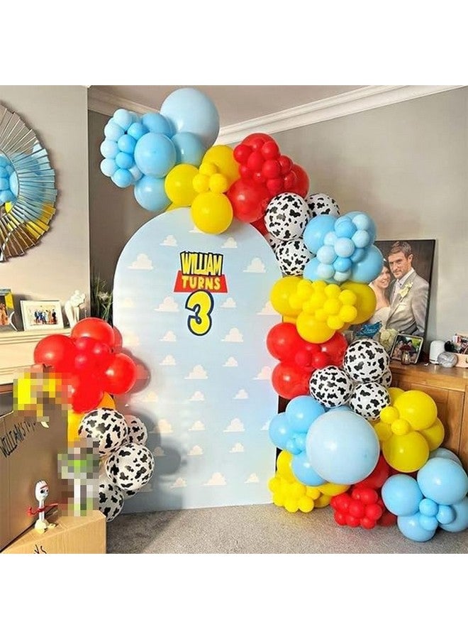 Biapian Toy Inspired Story Balloons, 12 Inch Red Blue Yellow Balloons With Cow Print Sky Blue Cloud Balloons For Kids Boys Girls Inspired Story Party Themed Party Decor Decorations - Image 5