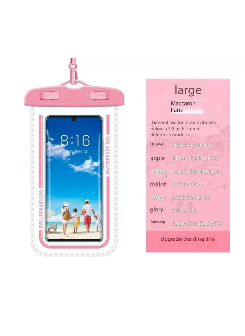 CityRiya-Long 2Pcs Waterproof Phone Pouch Set,Touch-Sensitive Underwater Dry Bag, IPX8 Certified Universal Phone Protector for Phones up to 7.2'' - Perfect for Swimming, Diving, Beach, Hot Spring, Water Park, Cruise, Snorkeling, Boating, Rafting & Water Sports Adventures(D7-2,Pink)  - Image 2