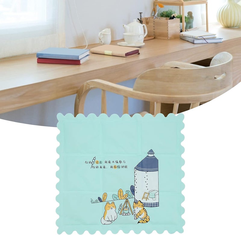 Cooling Seat Cushion, Breathable Cartoon Cooling Mat, 37x37cm Navy Blue - Heat Dissipation Gel, Foldable and Portable, Summer Home and Dormitory Use (2013 Green) - Image 5