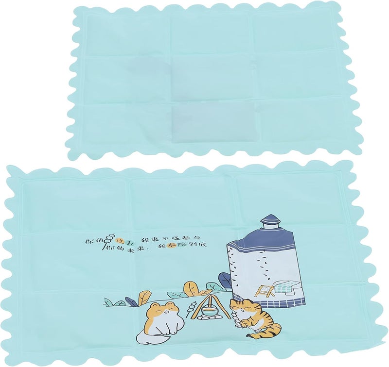 Cooling Seat Cushion, Breathable Cartoon Cooling Mat, 37x37cm Navy Blue - Heat Dissipation Gel, Foldable and Portable, Summer Home and Dormitory Use (2013 Green) - Image 2