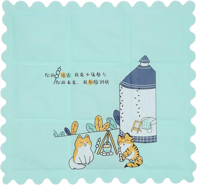 Cooling Seat Cushion, Breathable Cartoon Cooling Mat, 37x37cm Navy Blue - Heat Dissipation Gel, Foldable and Portable, Summer Home and Dormitory Use (2013 Green) - Image 1