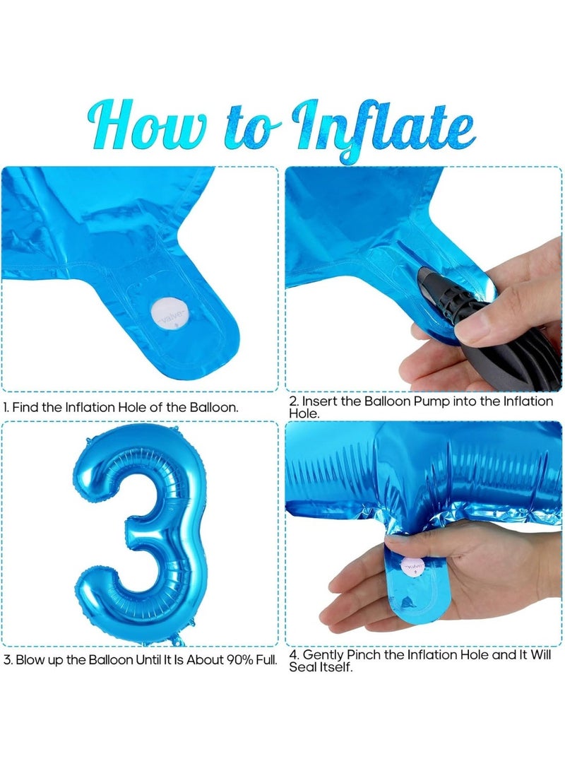 شراء تزيين حفلات عيد الميلاد رقم 9 بالمنطاد رقم 32 بوصة باللون الأزرق الكبير، ورقائق البوليستر رقم 3 بالونات رقم 3، حفلات عيد الميلاد، الأعراس، وصور الخطوبة للعروس، والاحتفال بالذكرى السنوية - Image 5