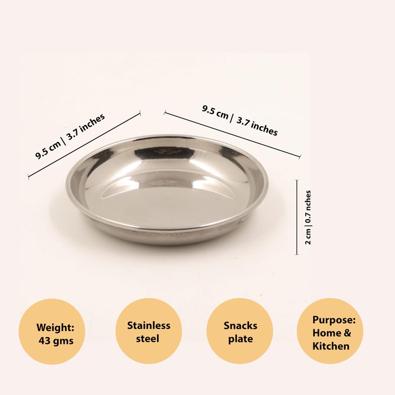 Spillbox Stainless Steel Halwa Plates| Quarter Plates |Snack Plate |Nasta Plate| Dessert Plate Set| Side Dish |Mirror Finish| BPA Free[Weight:50gm] Circle Halwa Plate (Pack of 5) - Image 5