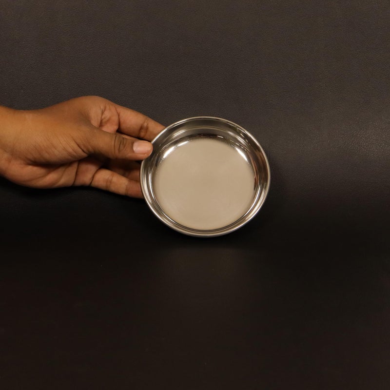 Spillbox Stainless Steel Halwa Plates| Quarter Plates |Snack Plate |Nasta Plate| Dessert Plate Set| Side Dish |Mirror Finish| BPA Free[Weight:50gm] Circle Halwa Plate (Pack of 5) - Image 4