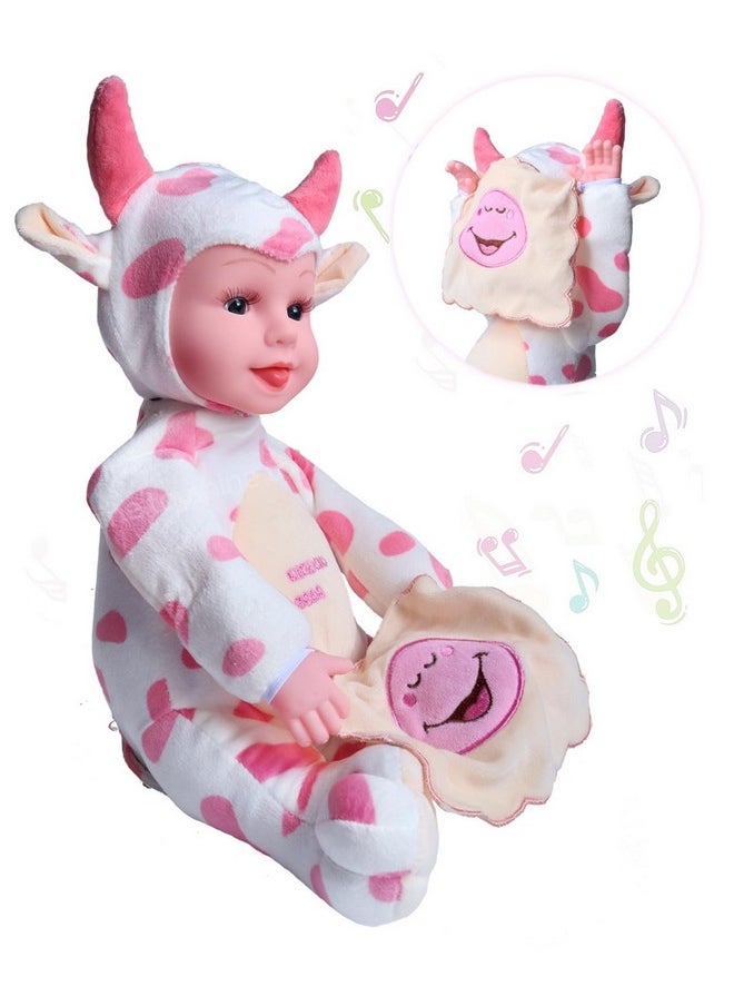 Toyshine Toyshine Peek-A-Boo Laughing Plush Stuffed Cow Animal, 12 Inches, White  - Image 1