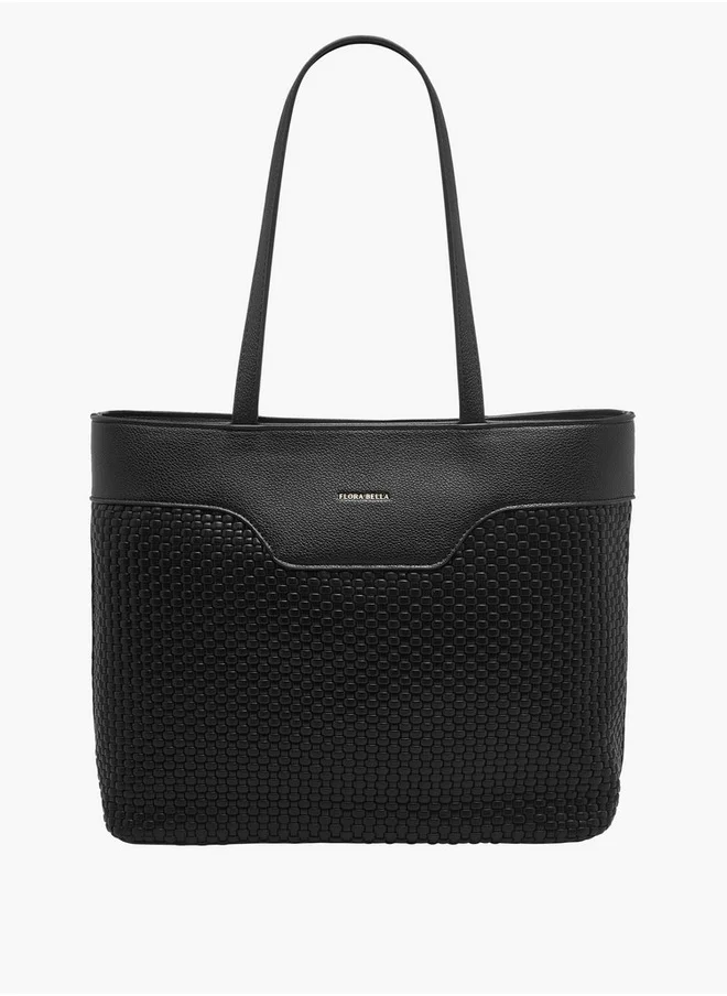Flora Bella By Shoexpress Textured Tote Bag with Zip Closure and Double Handle