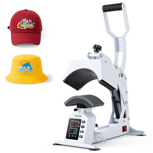VEVOR Hat Heat Press Machine, 8.5 x 4 in Large Heating Plate, with Caps Stretcher, Precise Temperature & Time Control, Heat Press for Hats and Caps, for HTV Iron On and Sublimation Projects, White - Image 1