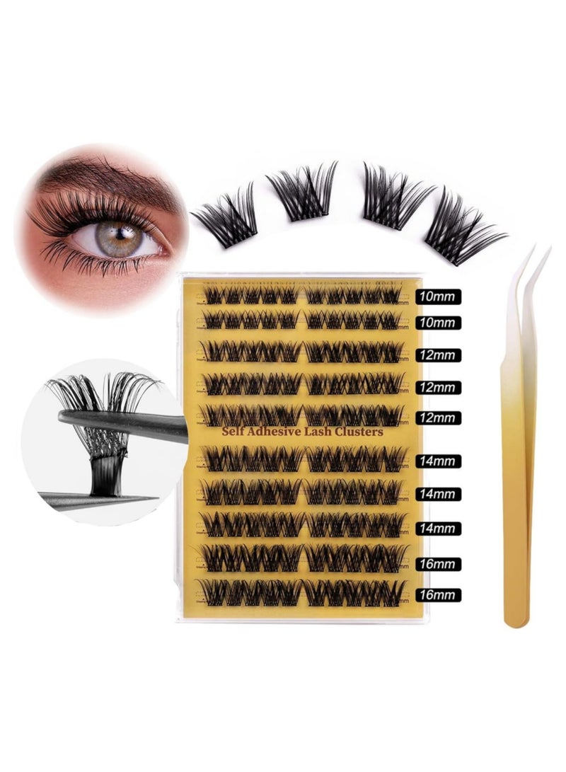 saykfoe Self Adhesive Eyelashes Kit, Press On Lashes Pre Glued Eyelash Clusters Self Stick Cluster Lashes - No Glue No Remover Needed DIY Lash Extension Kit for Beginners (10 Rows of 100Pcs - 01) - Image 1