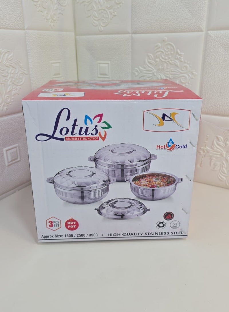 Lotus Stainless Steel Hot Pot 1500-2500-3500 ml - Image 1