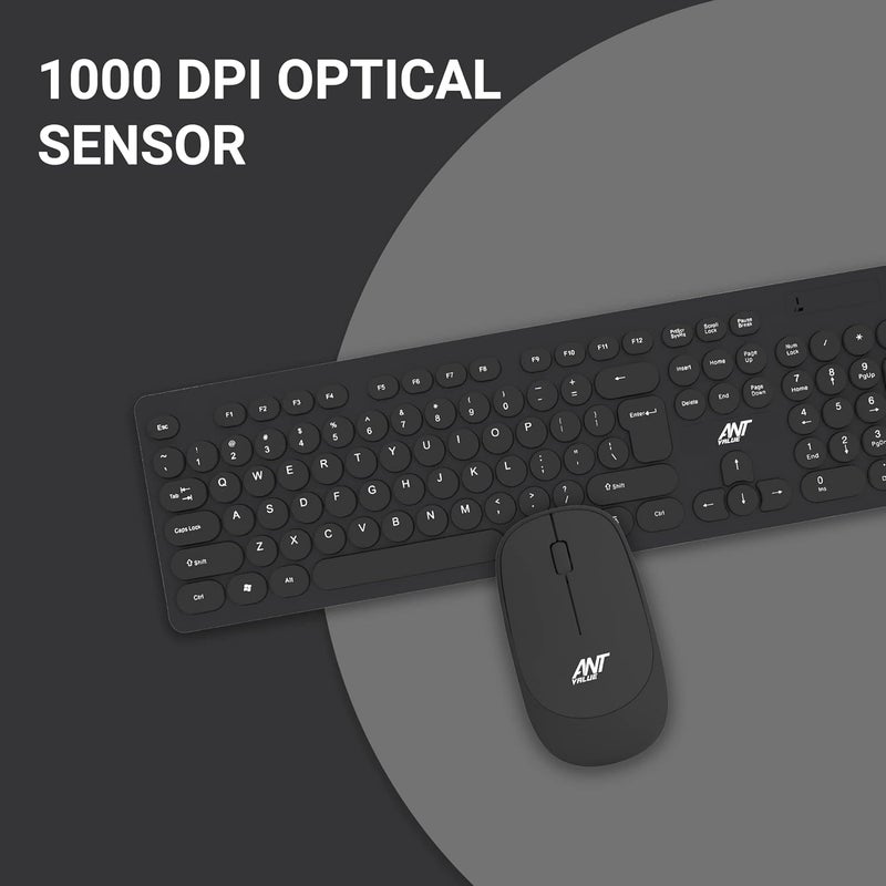 Ant Value FKBRI05 Wireless Keyboard Mouse Combo - 2.4Ghz Aesthetic Quiet Keyboard and Mouse Wireless - 110 Keys Full Size Ultra-Thin Keyboard for Laptop, Computer, PC, Notebook, Windows, Mac OS -Black - Image 3