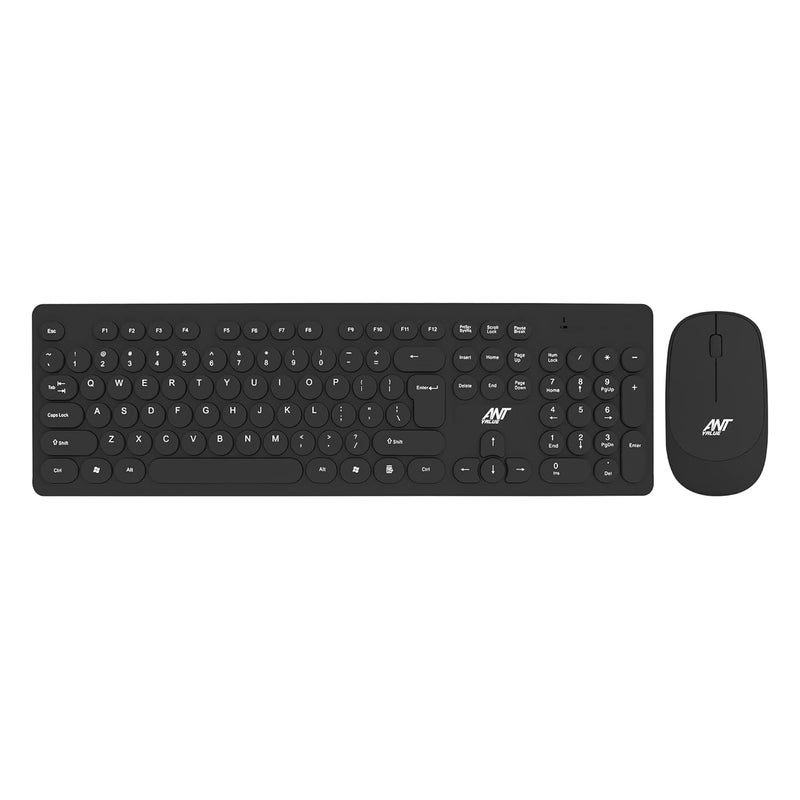 Ant Value FKBRI05 Wireless Keyboard Mouse Combo - 2.4Ghz Aesthetic Quiet Keyboard and Mouse Wireless - 110 Keys Full Size Ultra-Thin Keyboard for Laptop, Computer, PC, Notebook, Windows, Mac OS -Black - Image 1