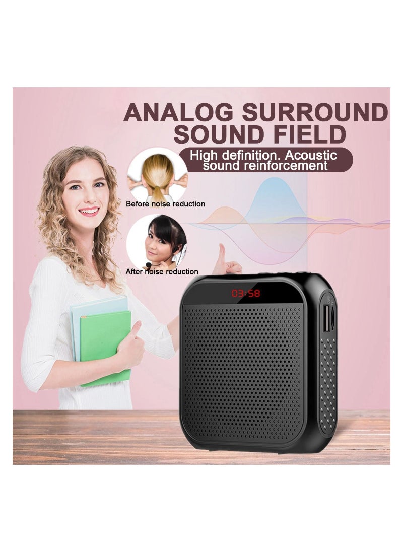 Generic - Voice Amplifier with Wired Microphone Headset, Portable Rechargeable PA System Speaker Personal Microphone Speech Amplifier, Loudspeaker for Teachers, Tour Guides/Coaches Metting/Yoga/Fitness (Black) - Image 1