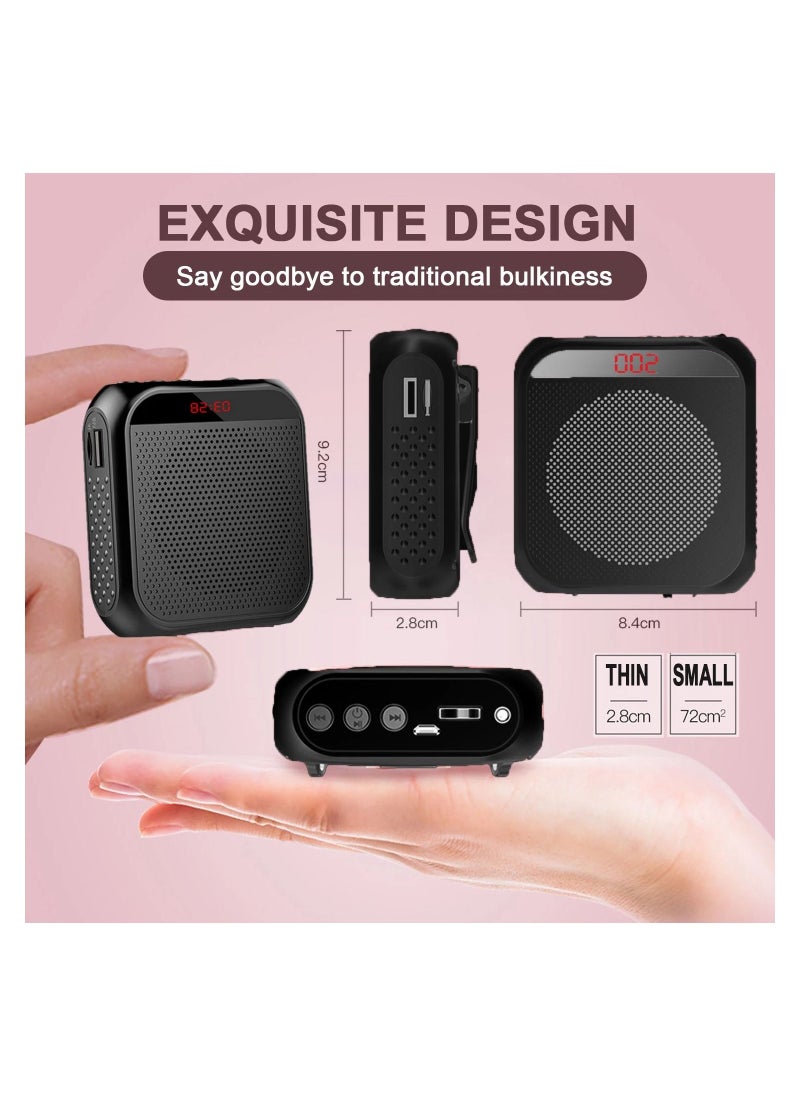 Generic - Voice Amplifier with Wired Microphone Headset, Portable Rechargeable PA System Speaker Personal Microphone Speech Amplifier, Loudspeaker for Teachers, Tour Guides/Coaches Metting/Yoga/Fitness (Black) - Image 1