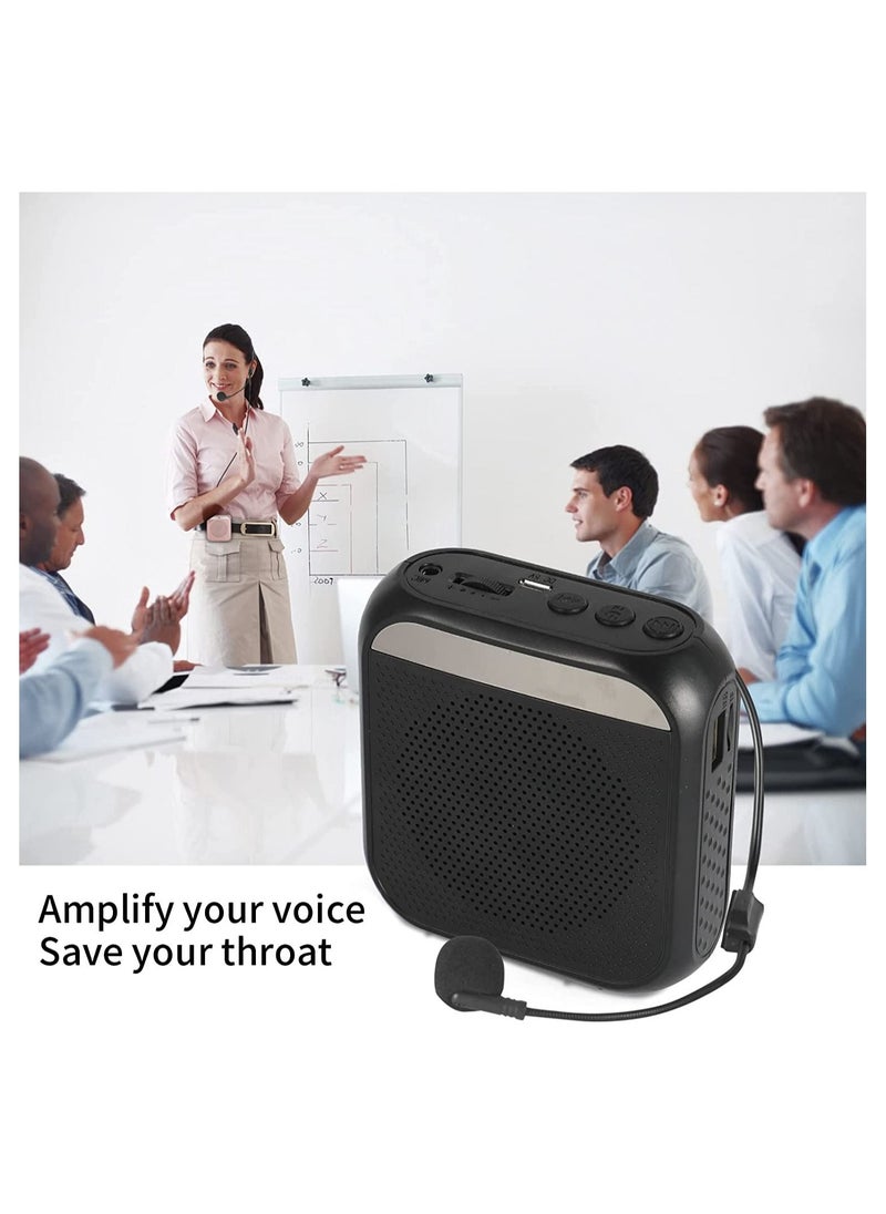 Generic - Voice Amplifier with Wired Microphone Headset, Portable Rechargeable PA System Speaker Personal Microphone Speech Amplifier, Loudspeaker for Teachers, Tour Guides/Coaches Metting/Yoga/Fitness (Black) - Image 1